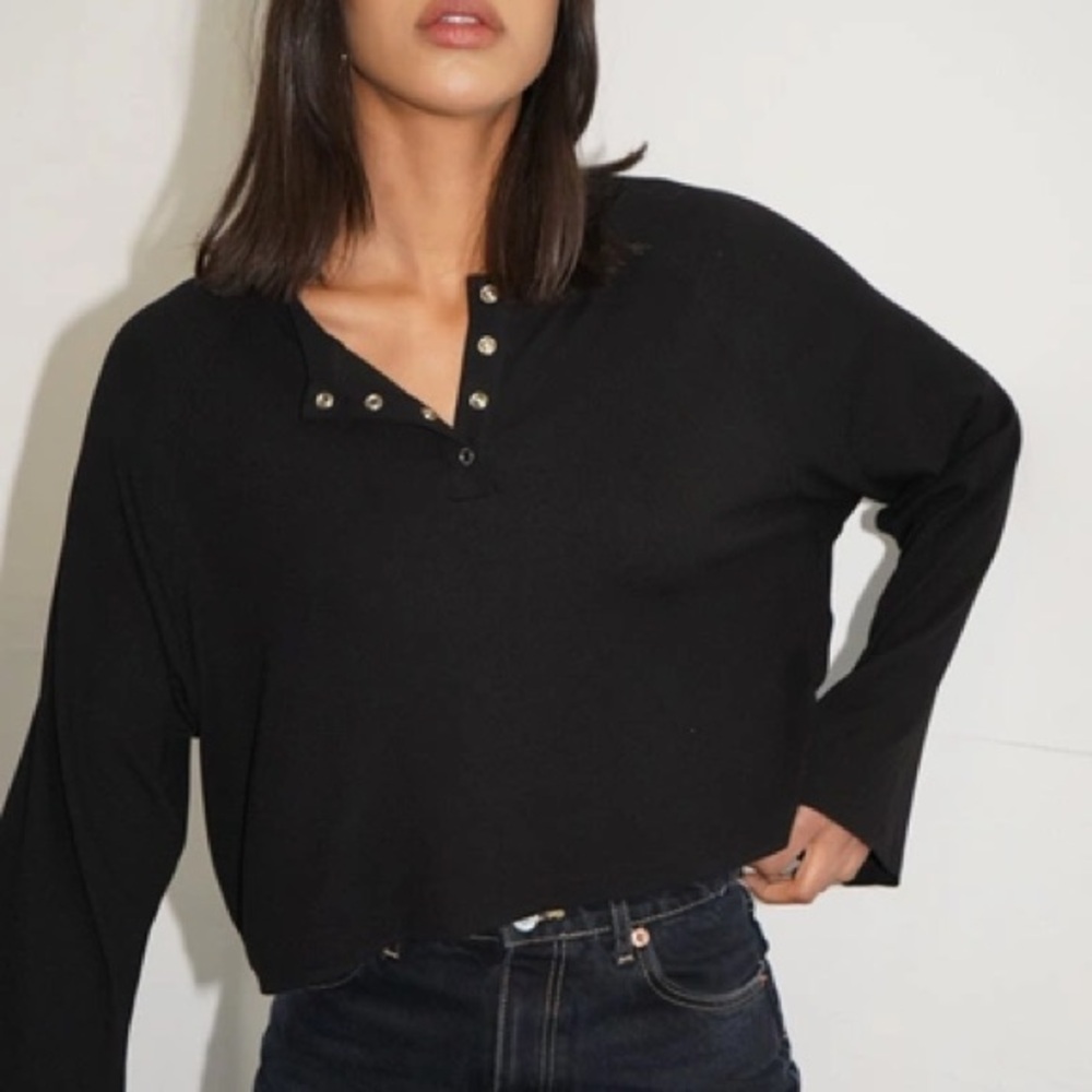 LNA Rhett Cropped Henley Women's Top NEW WITH TAGS